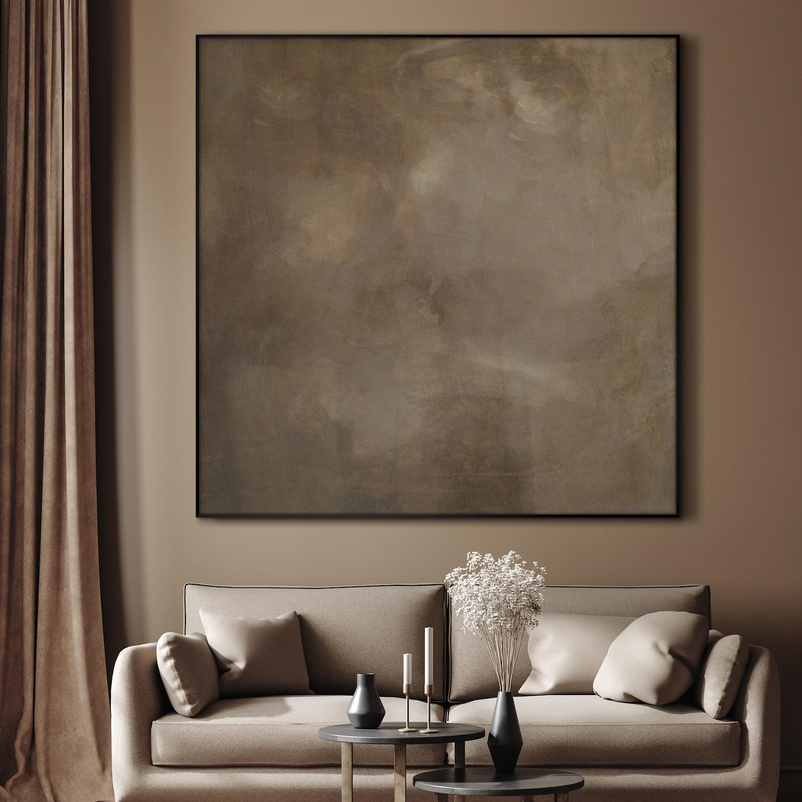 Wabi-Sabi Abstract - Extra Large Framed Art, Earth Tone Minimalist Print, Modern Rustic Wall Decor for Living Room
